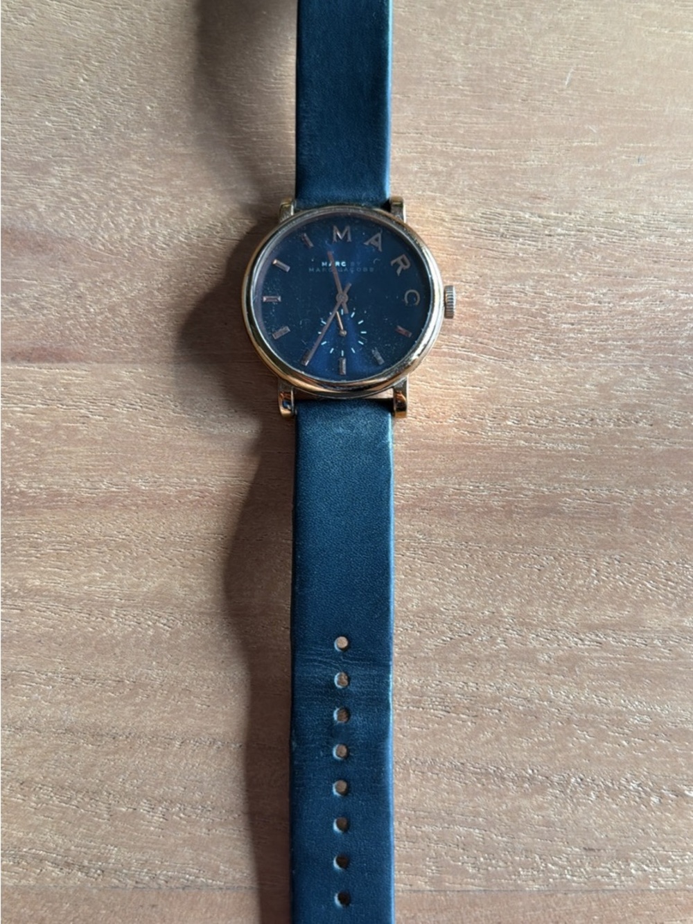 Marc Jacobs Women’s Navy Leather Strap Watch - Navy/Gold